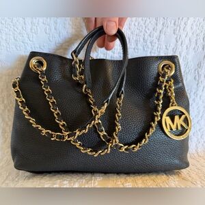 Michael Kors Jet Set Black Leather Handbag